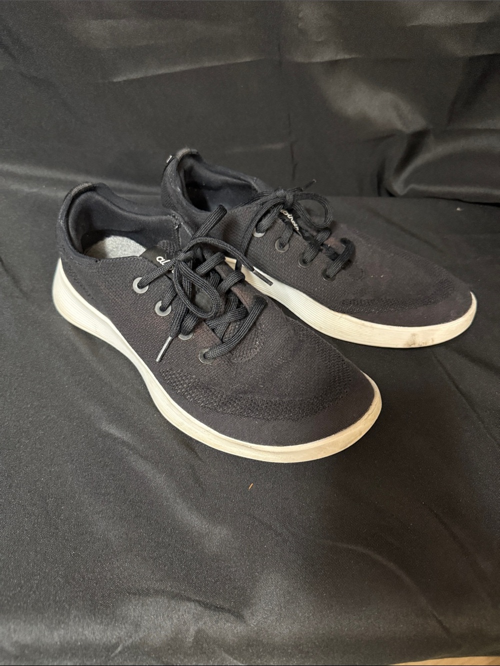 Men's Allbirds Black Lace-Up Knit Sneakers with White Sole